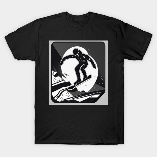 Lunar Boarder Midnight Snowboarding Adventure  T-Shirt by Customo